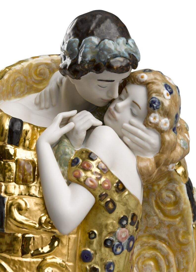 The Kiss Couple Sculpture, Golden Luster