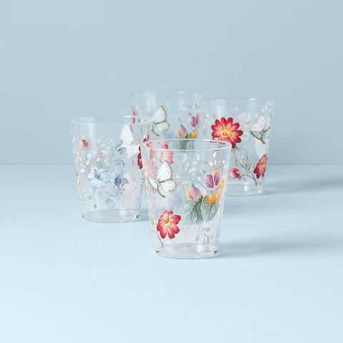 Butterfly Meadow Acrylic 4-Piece Double Old Fashioned Glass Set