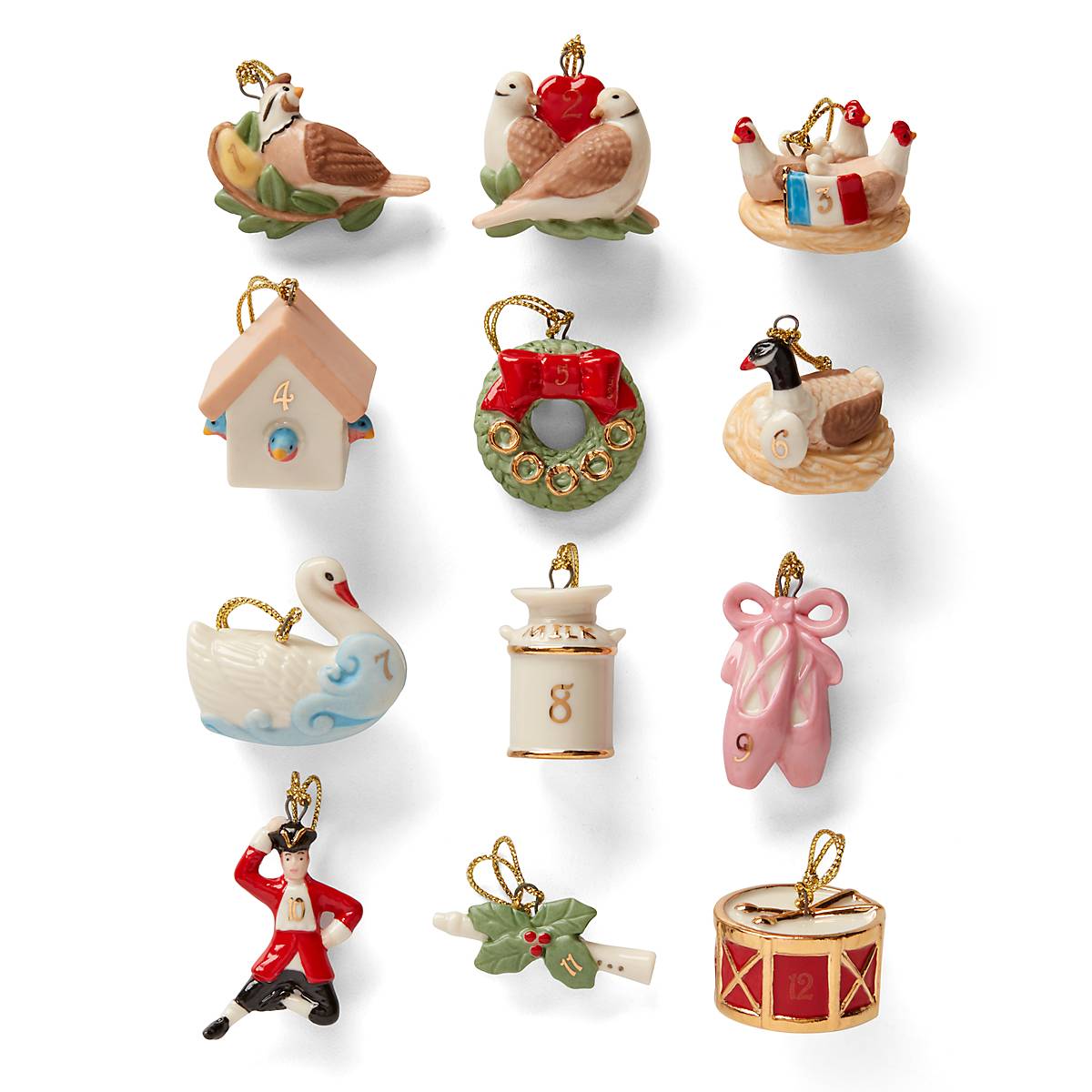 Twelve Days Of Christmas 12-Piece Mini Ornament Set