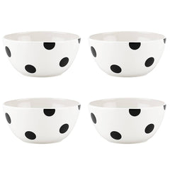 Deco Dot 4-Piece All-Purpose Bowl Set, Black