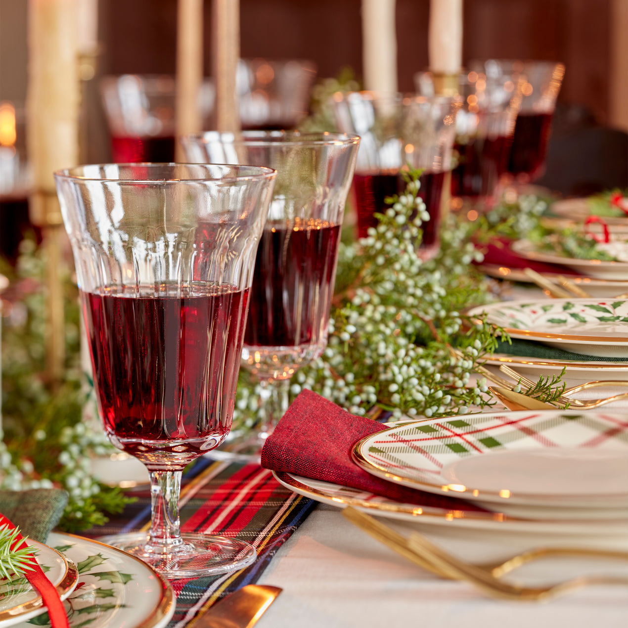Holiday Plaid Dinner Plates, Set Of 4