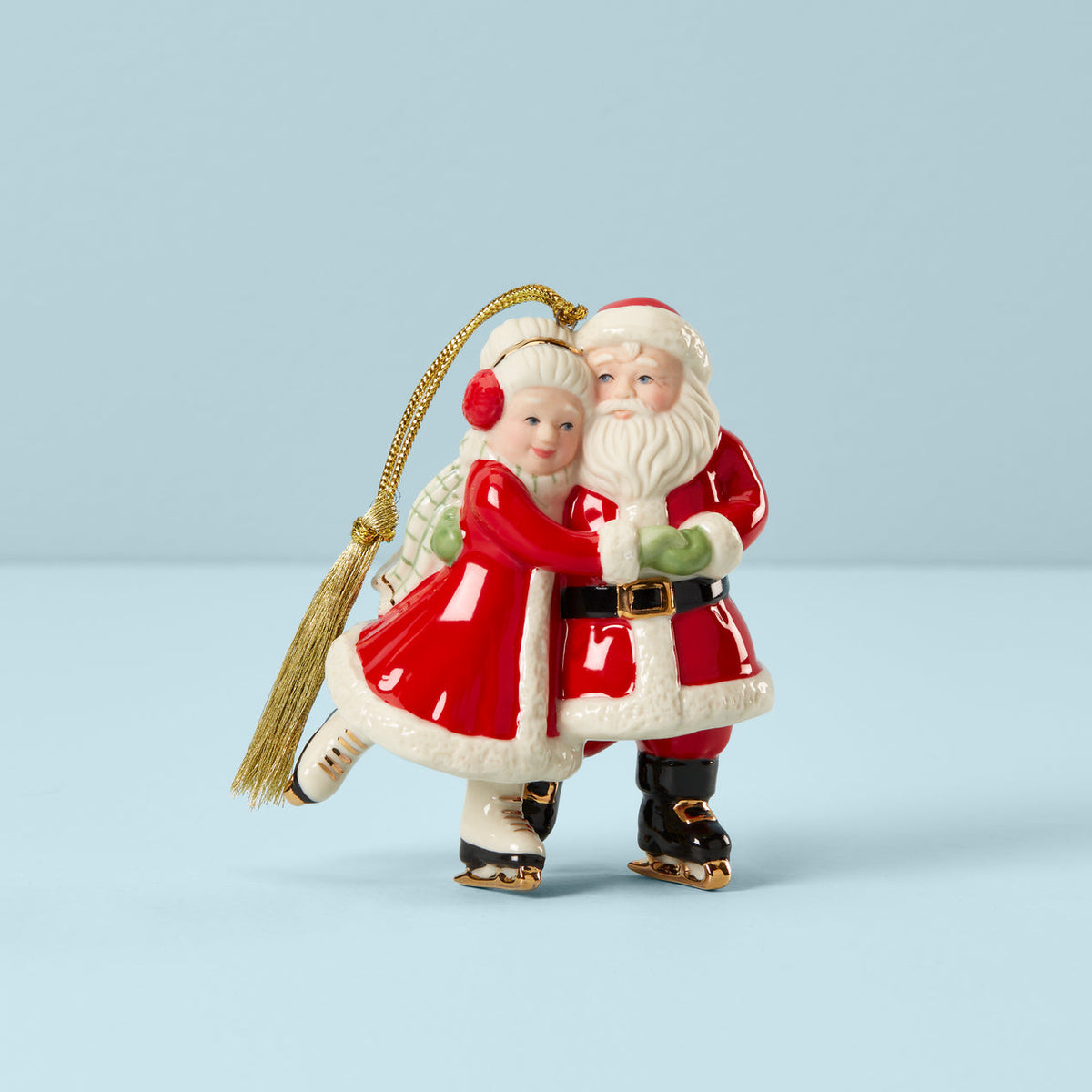 Ice Skating Santa And Mrs. Claus Ornament