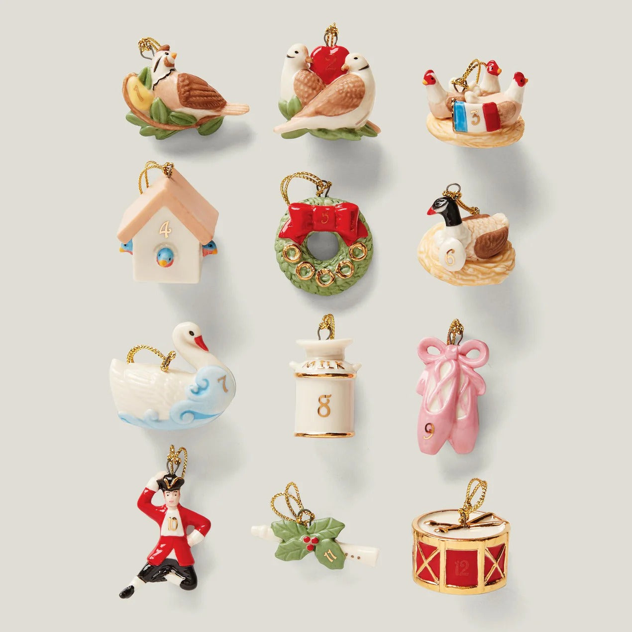 Twelve Days Chrstms 12 Pc Orn & Tree Set