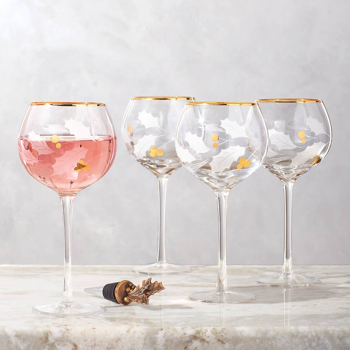 Holiday™ Gold 4-Piece Balloon Glass Set