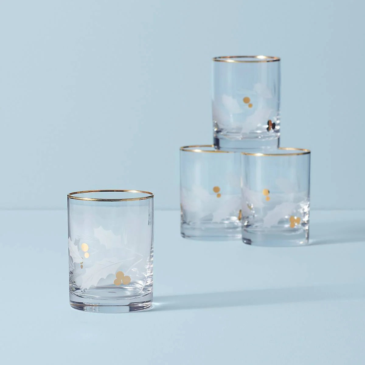 Holiday Gold DOF Glasses, Set Of 4