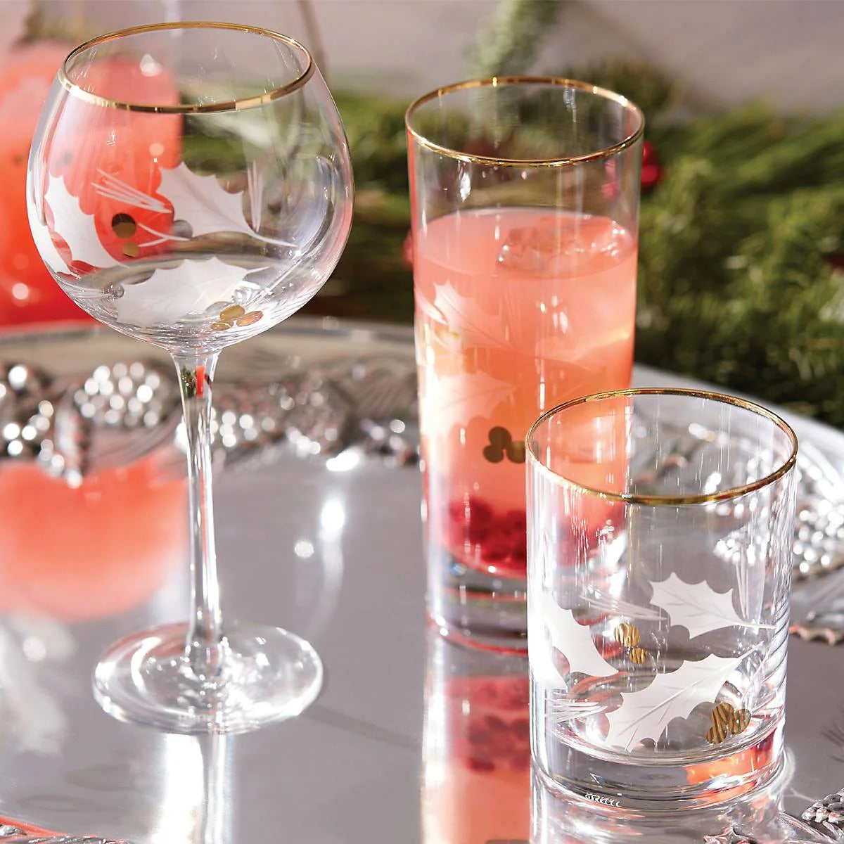 Holiday Gold DOF Glasses, Set Of 4