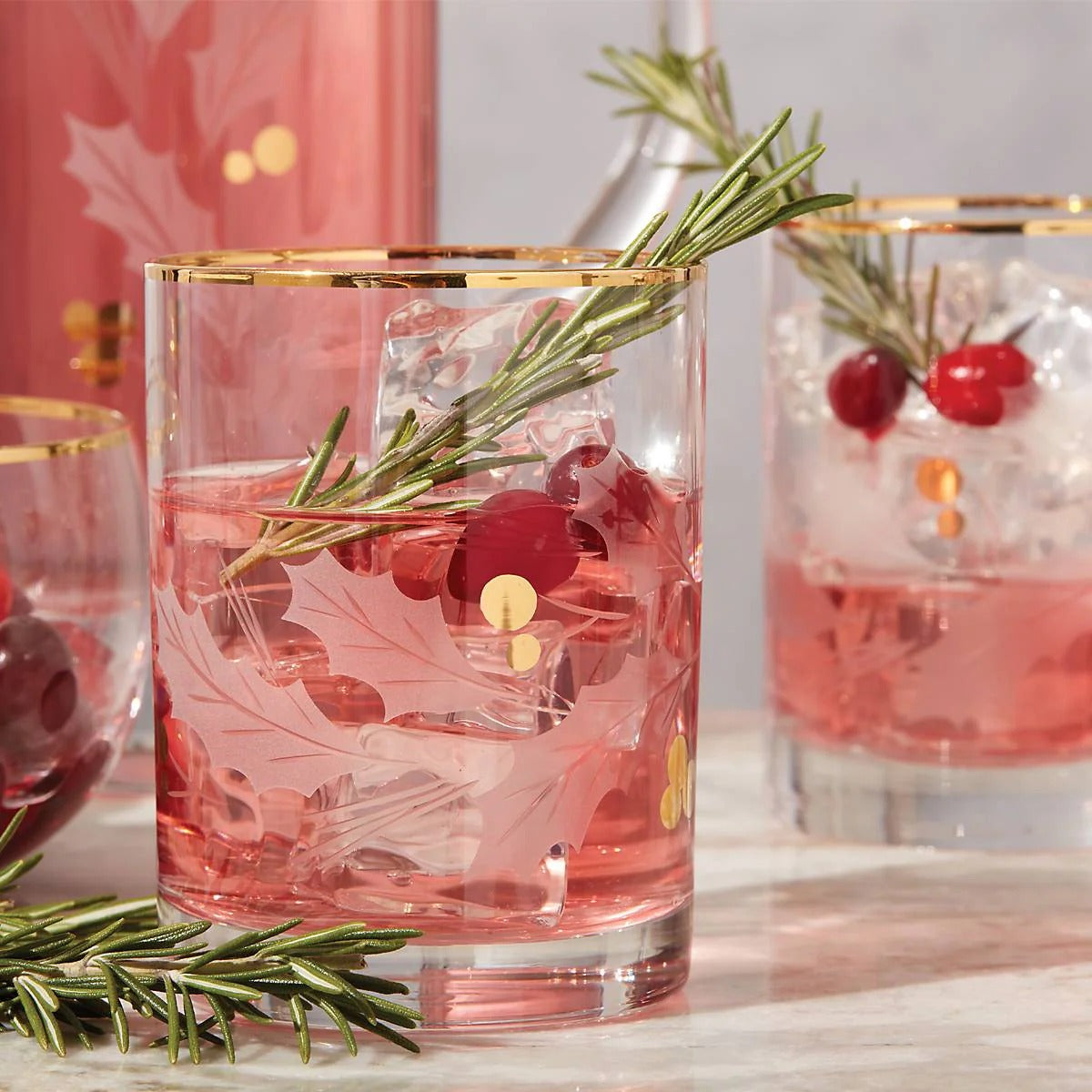 Holiday Gold DOF Glasses, Set Of 4