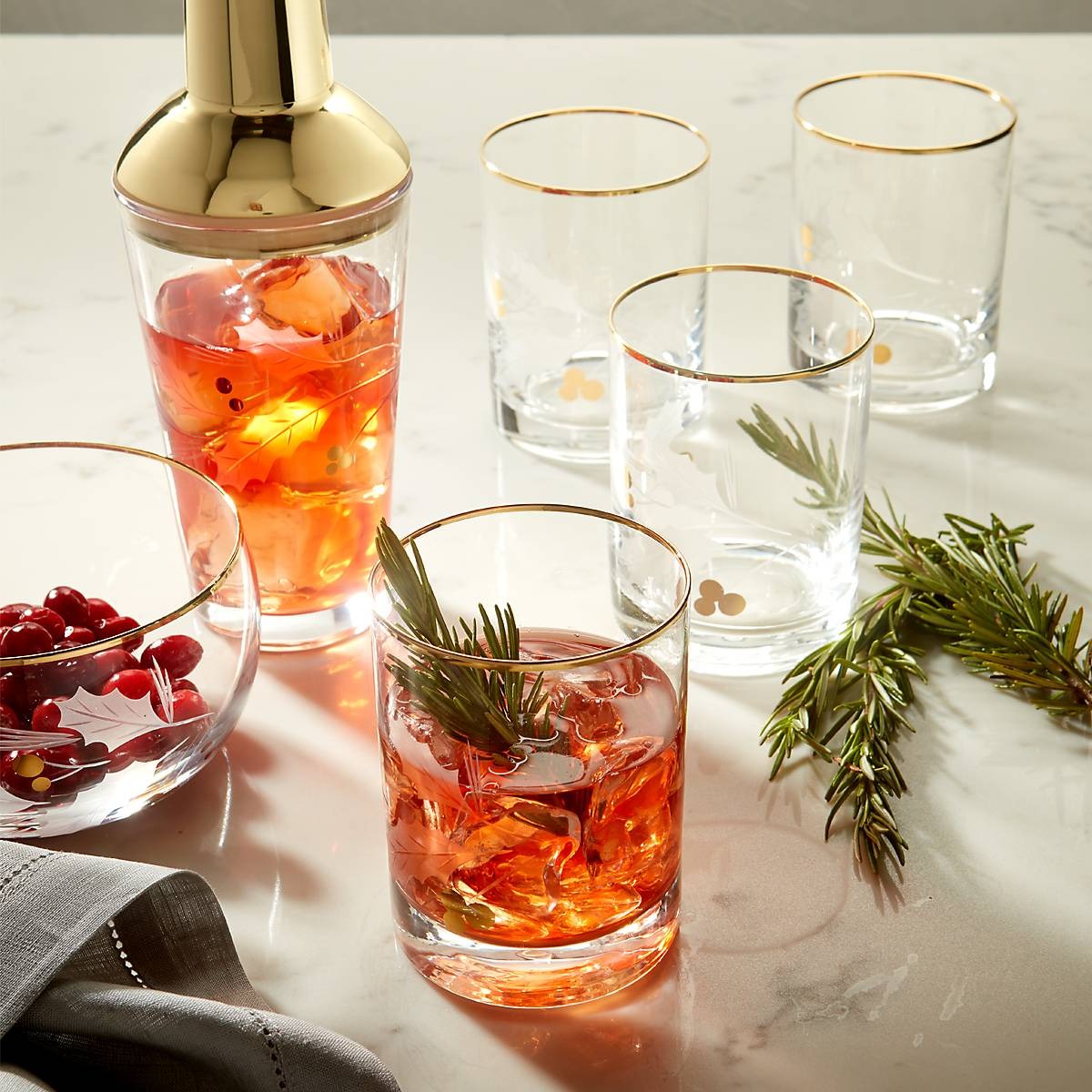 Holiday Gold DOF Glasses, Set Of 4