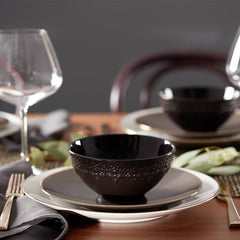 Chelse Muse Fleur Matte Black 4-Piece All-Purpose Bowl Set