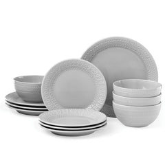 Willow Drive 12-Piece Dinnerware Set, Grey