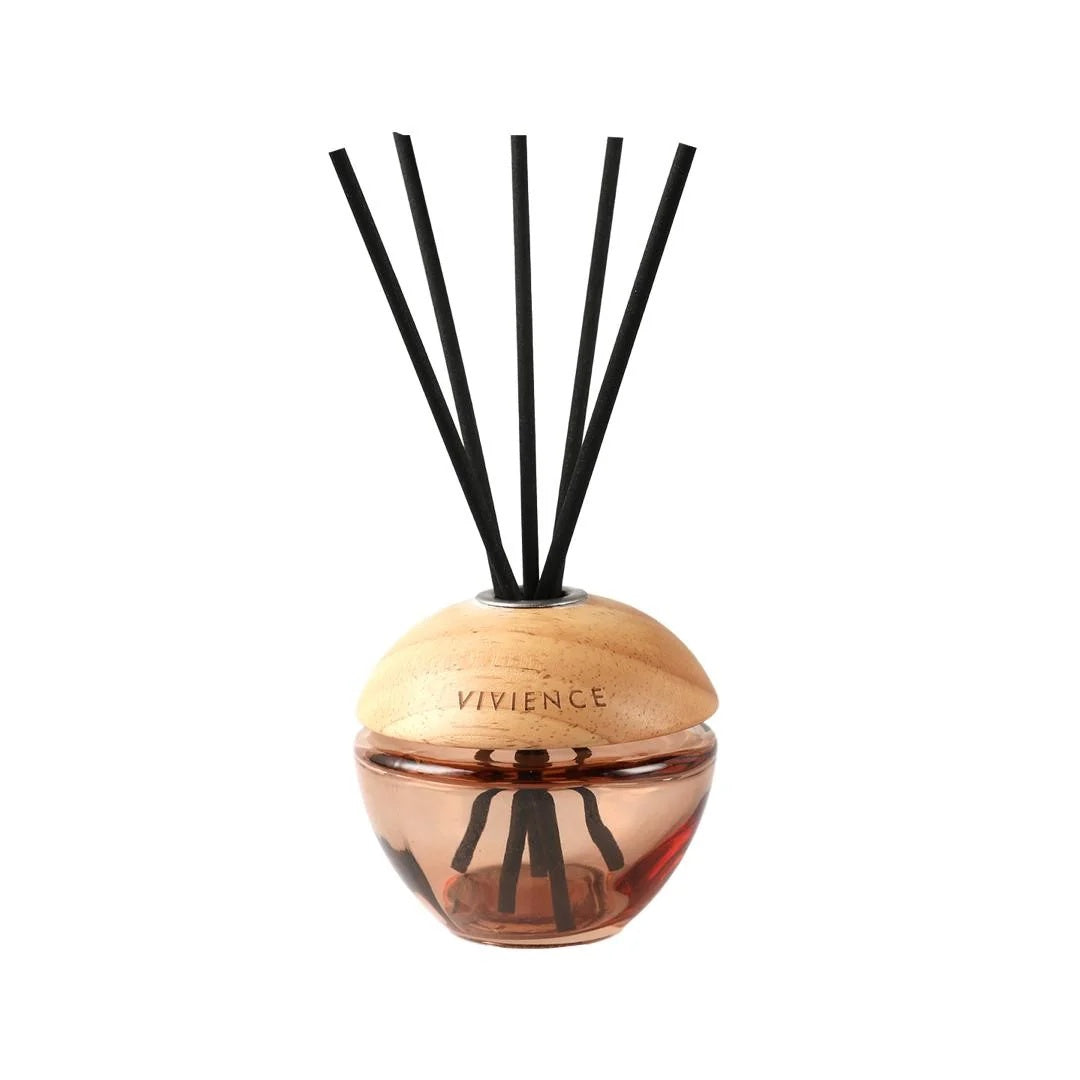 Round Modern Reed Diffuser, Lily of the Valley - Wood Cap