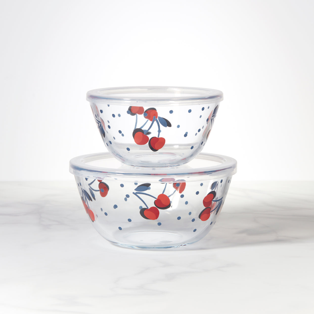 Vintage Cherry Dot 2-Piece Round Storage Set