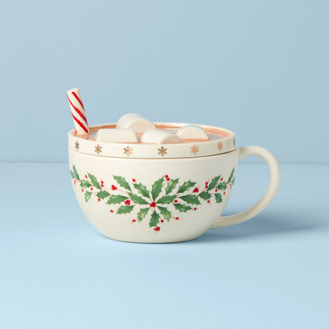 Holiday Cocoa Mug Covered Candy Dish