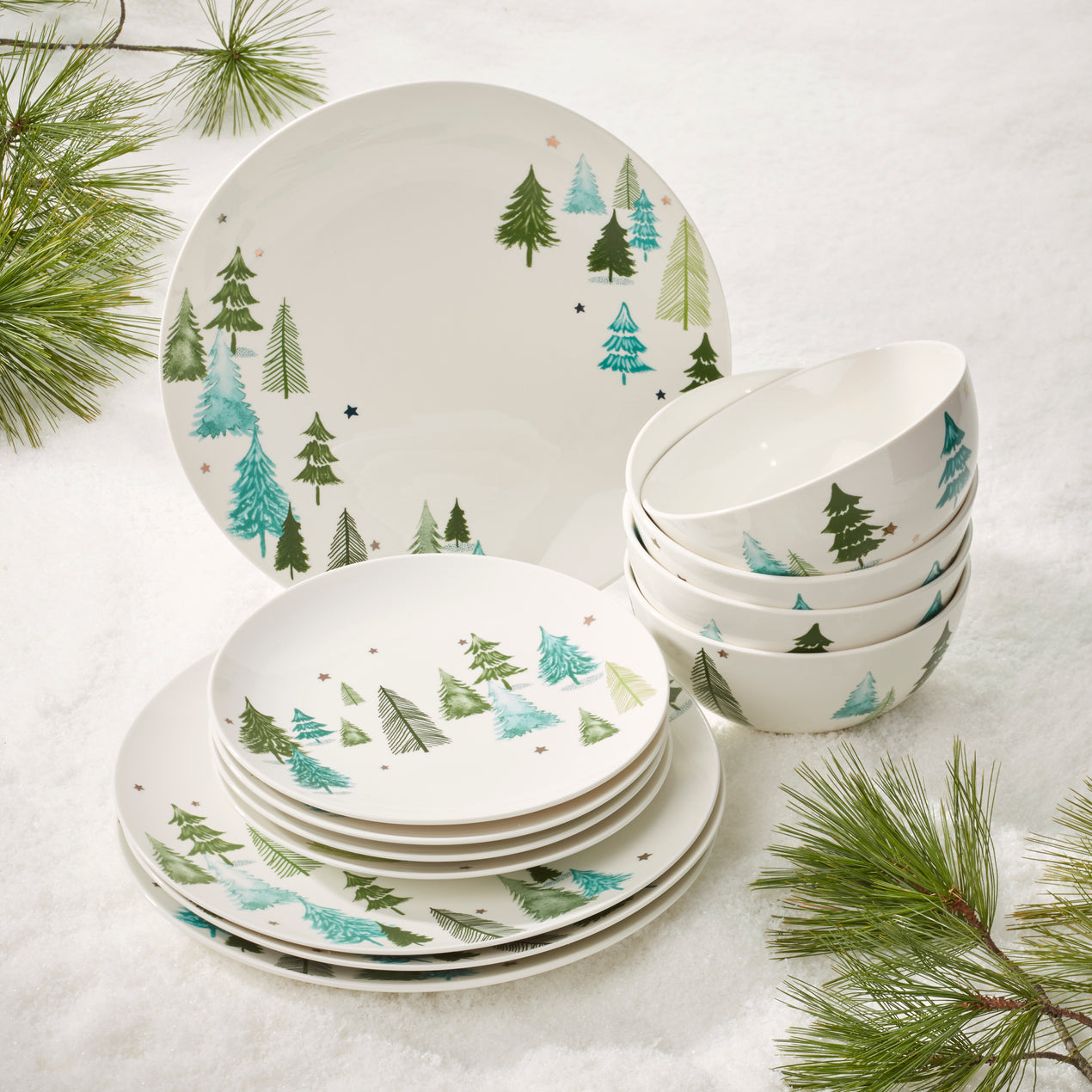 Balsam Lane 12-Piece Dinnerware Set