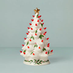 Treasured Traditions Holiday Red Bulbs Light-Up Tree Figurine