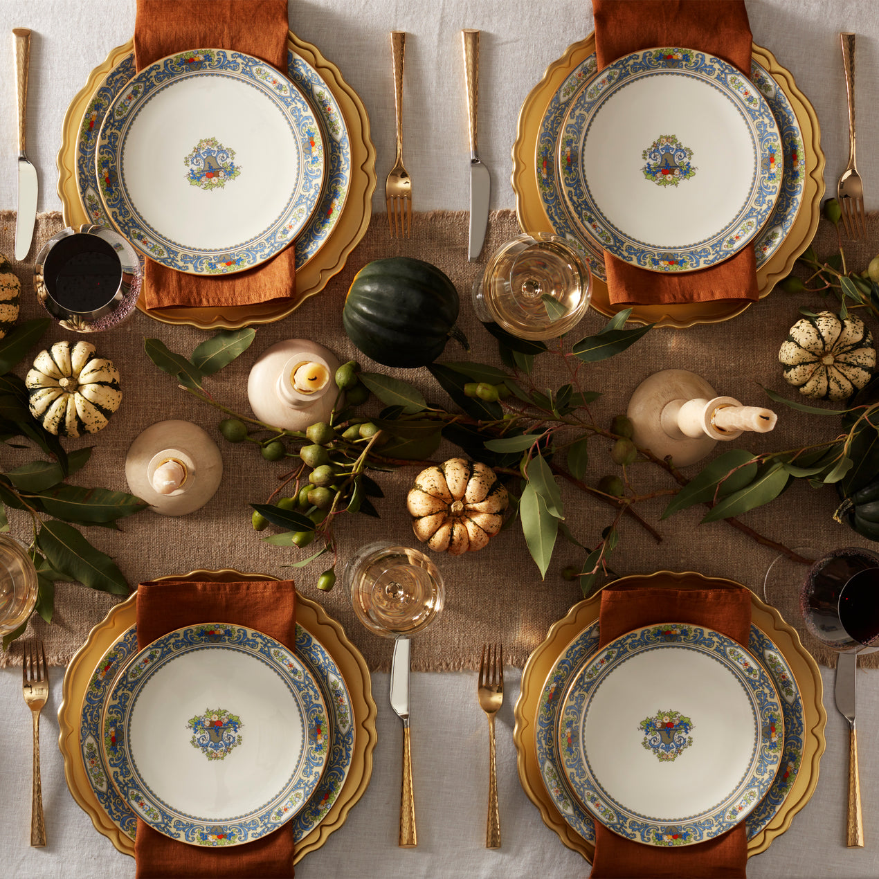 Autumn White 4-Piece Accent Plate Set