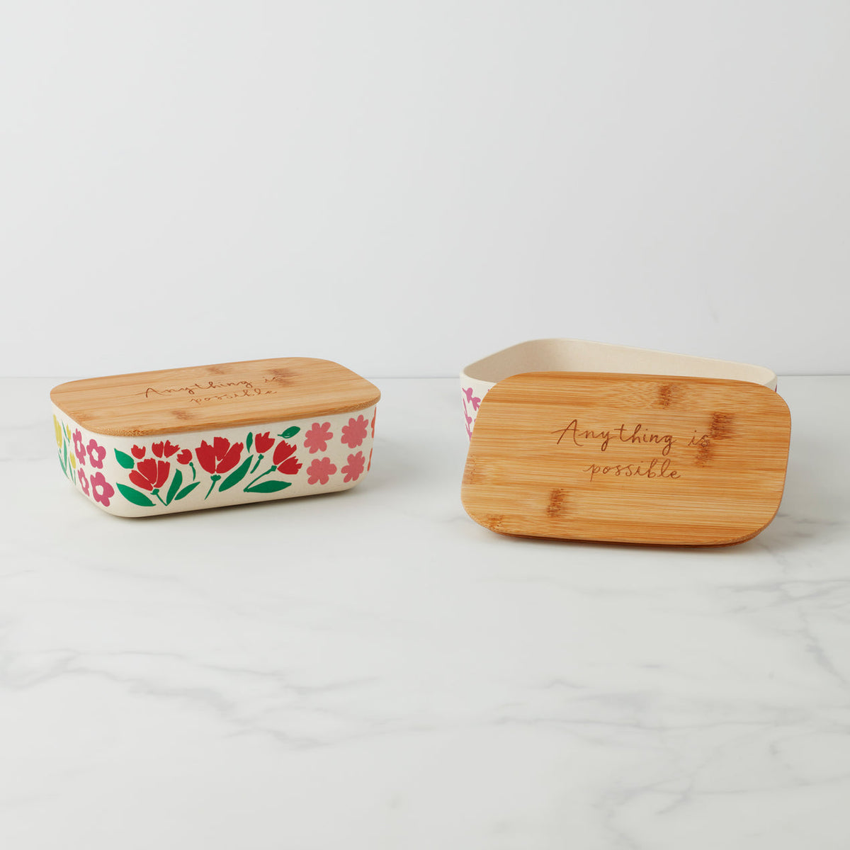 Floral Fields Container With Lid, Set Of 2