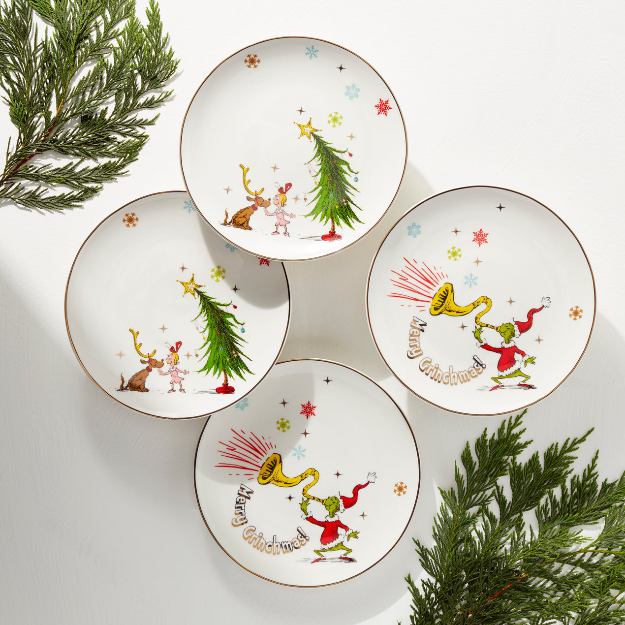 Merry Grinchmas Assorted Accent Plates, Set Of 4