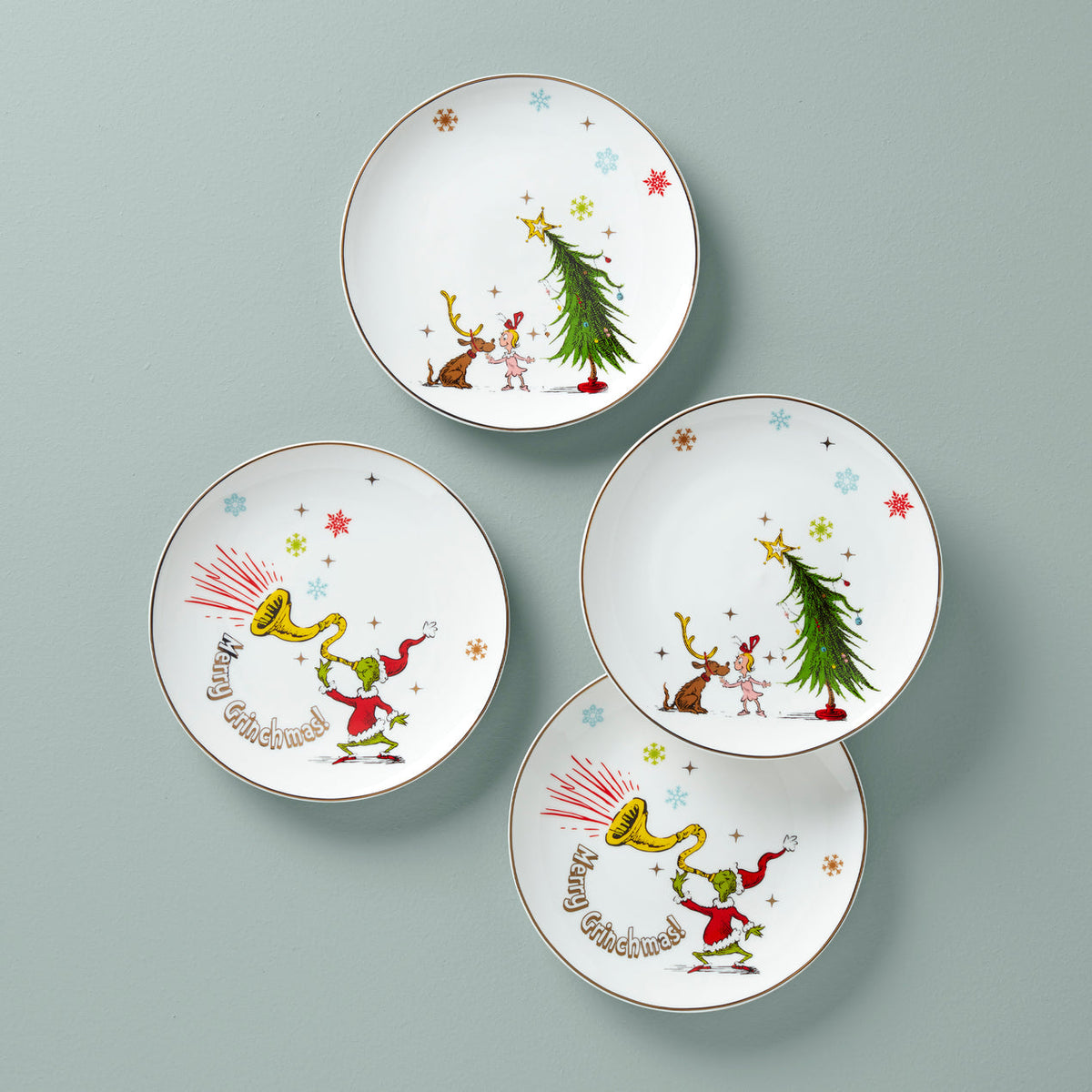 Merry Grinchmas Assorted Accent Plates, Set Of 4