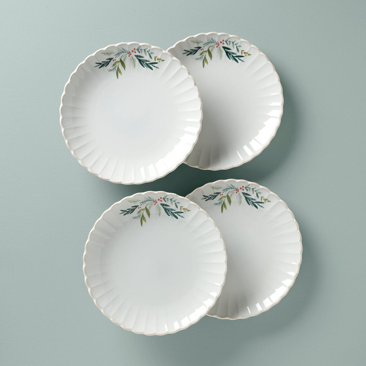 French Perle Berry Dinner Plates, Set Of 4