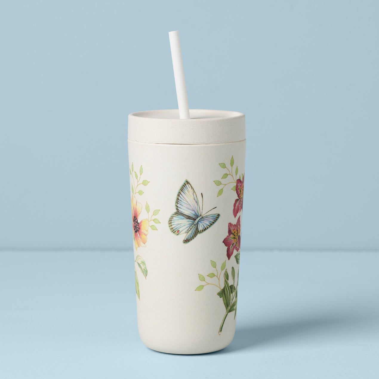 Butterfly Meadow Bamboo Tumbler With Straw