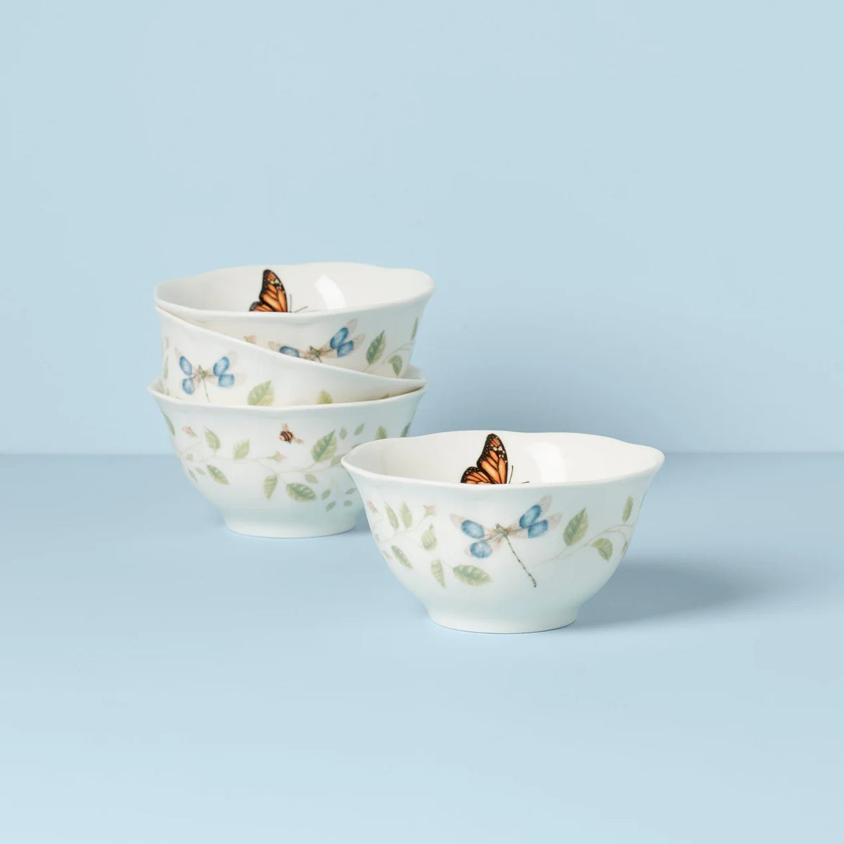 Butterfly Meadow Vines 4-Piece Rice Bowl Set