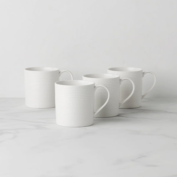 Lx Collective White Mugs, Set Of 4