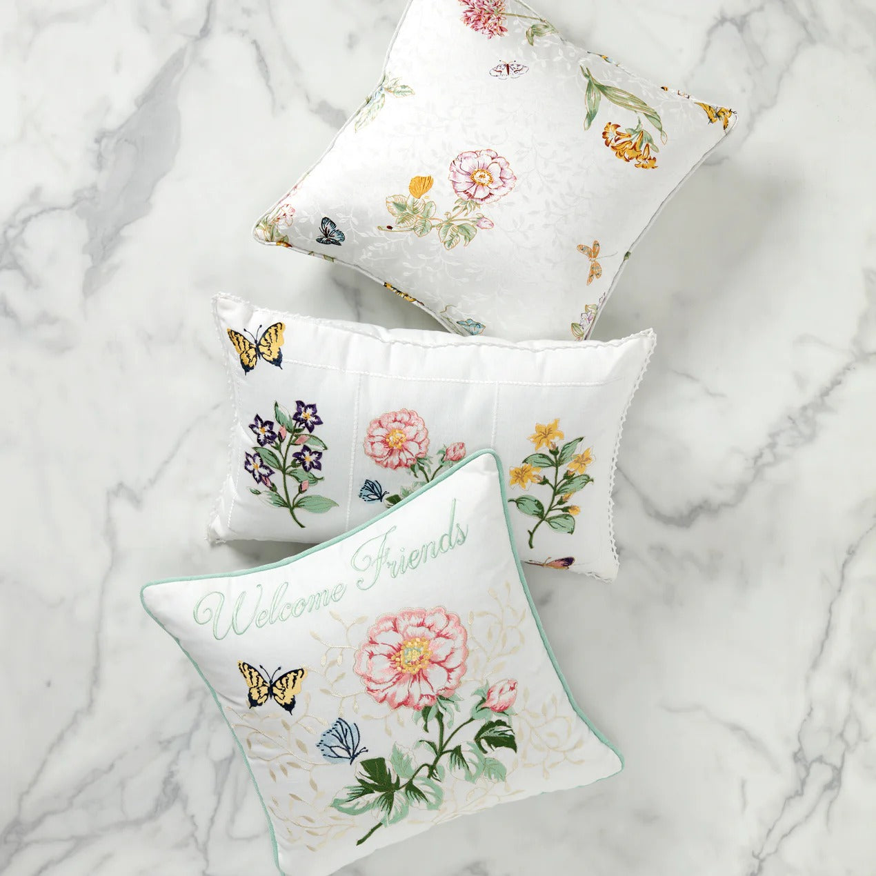 Butterfly Meadow Floral Study Pillow 14X20