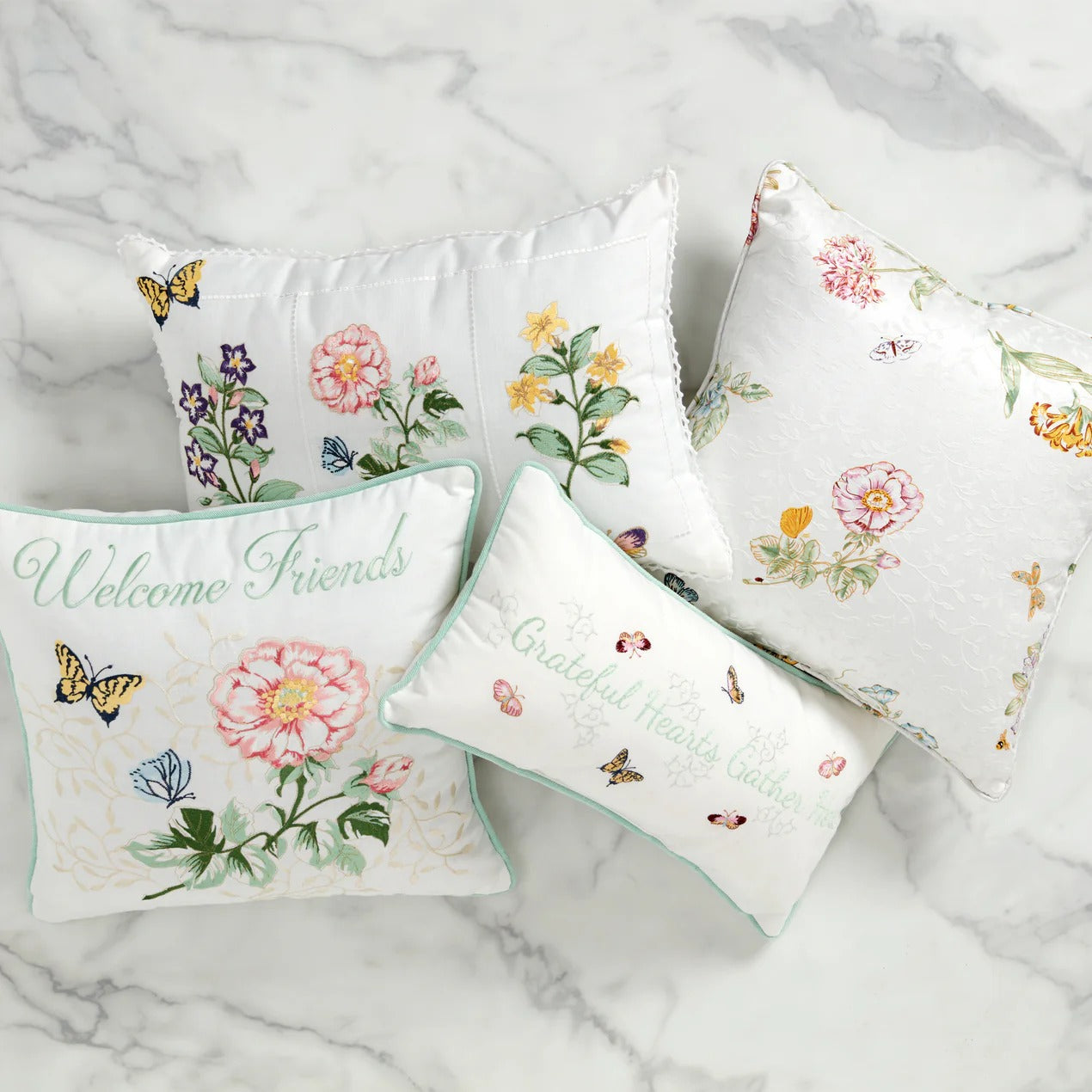 Butterfly Meadow Floral Study Pillow 14X20