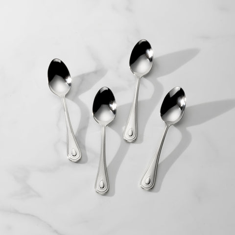 French Perle Teaspoons, Set Of 4