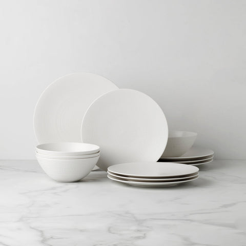 Lx Collective White 12-Piece Dinnerware Set