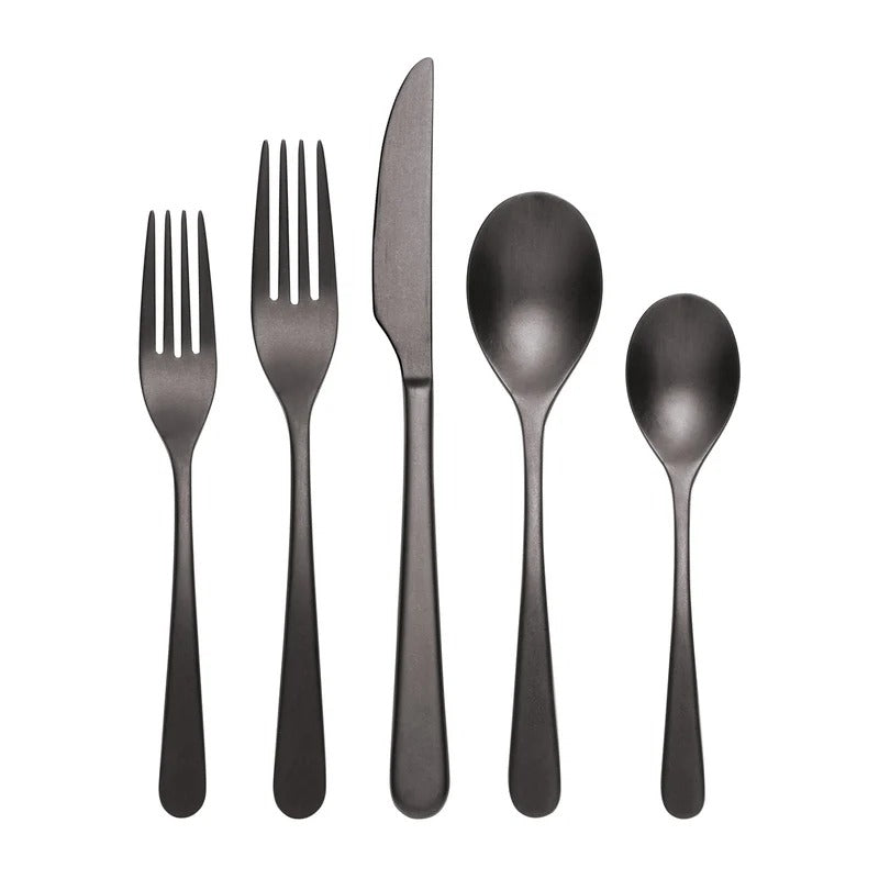 Kenbrook Black Vintage 20-Piece Flatware Set