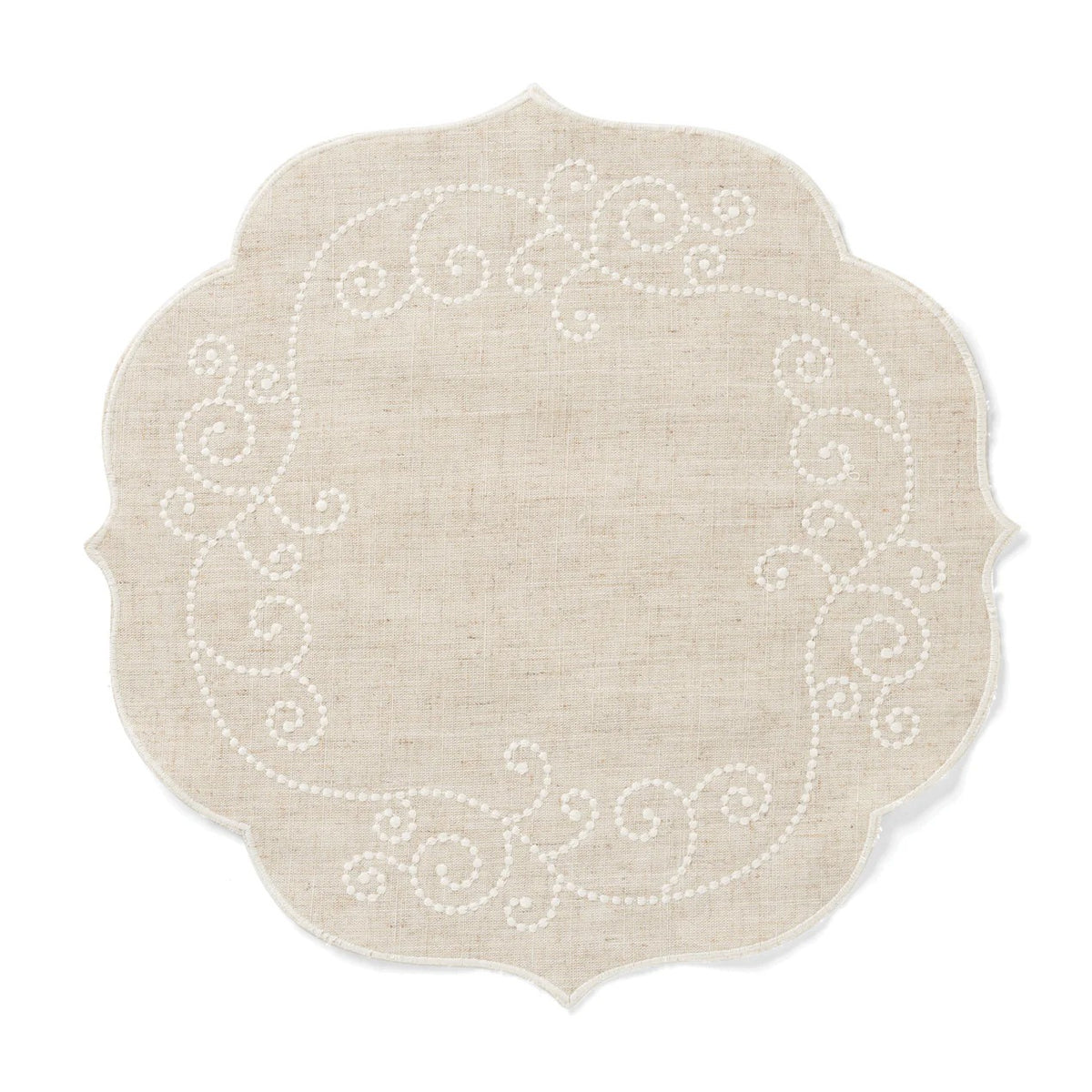 French Perle Linen Round Placemat