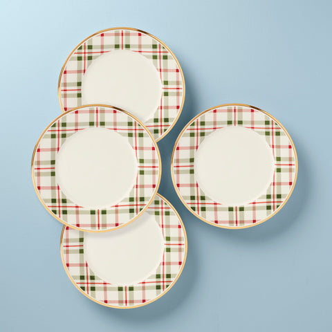 Holiday Plaid Dinner Plates, Set Of 4