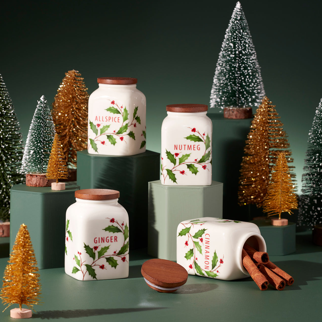 Holiday Baking Spice Jars, Set Of 4