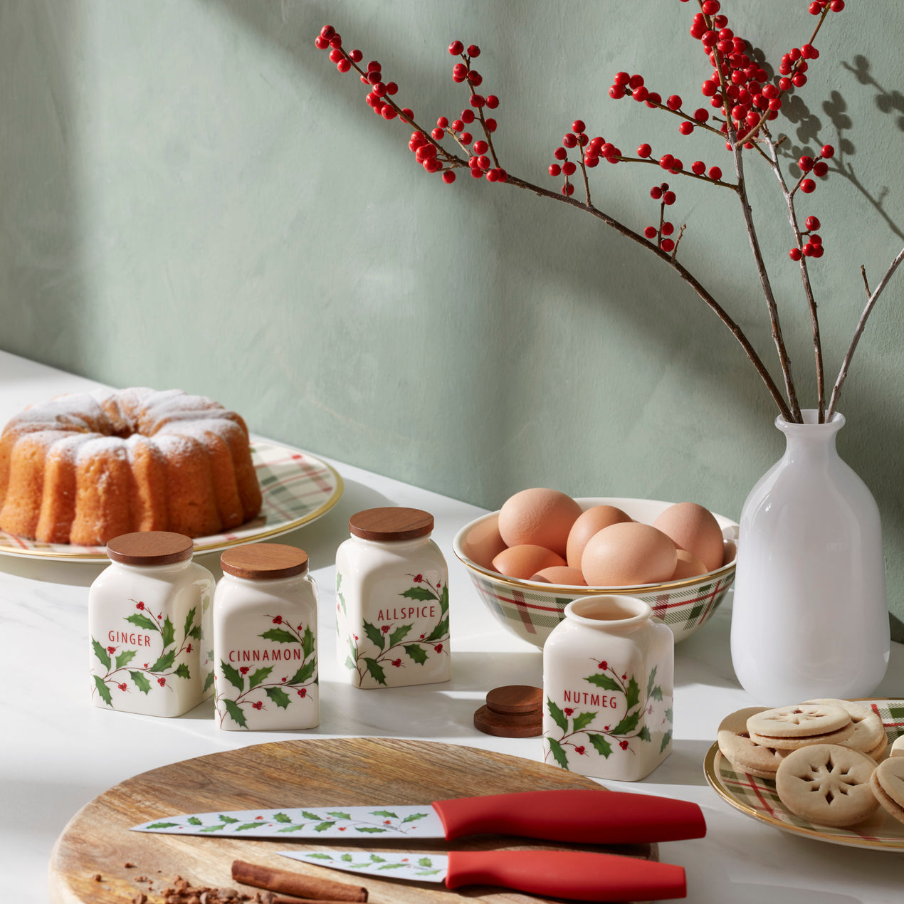 Holiday Baking Spice Jars, Set Of 4