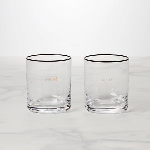 Cheers To Us Double Old Fashioned Glasses, Set Of 2