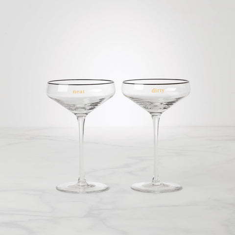 Cheers To Us Dirty & Neat Martini Glasses, Set Of 2