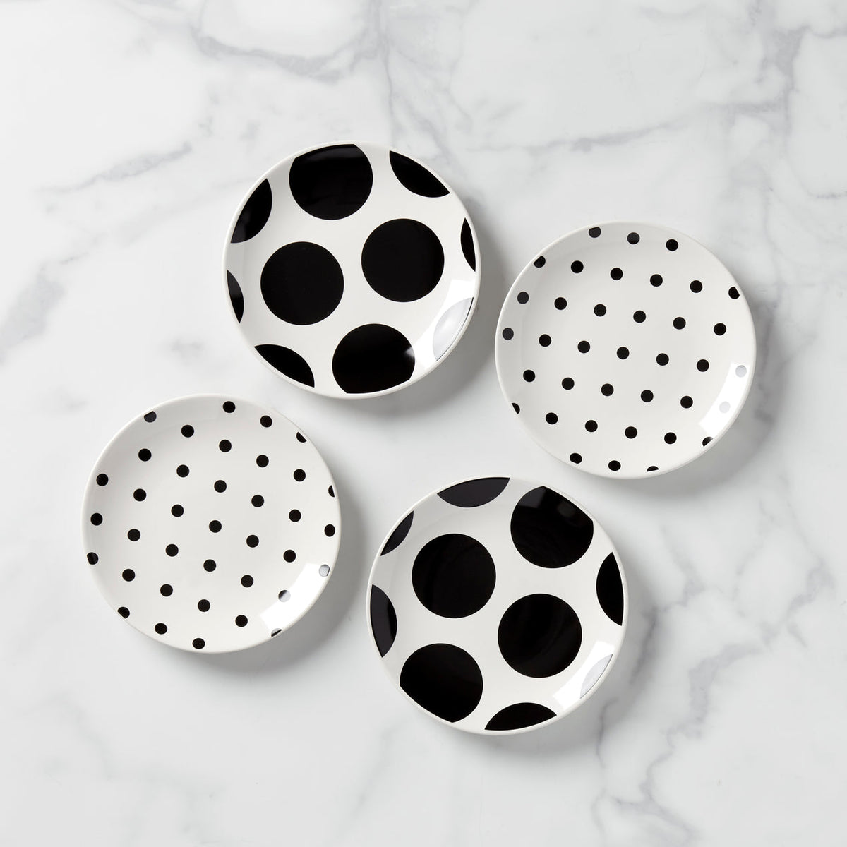 On The Dot Assorted Tidbit Plates, Set Of 4