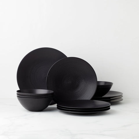 Lx Collective Black 12-Piece Dinnerware Set