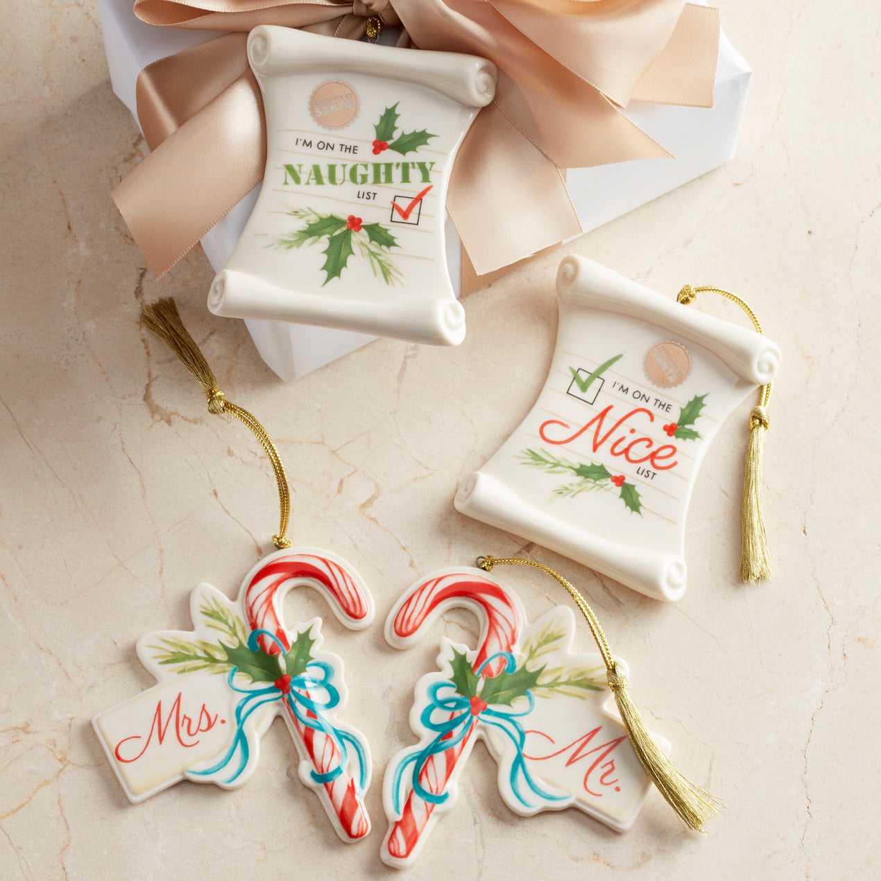 Naughty & Nice 2-Piece Ornament Set