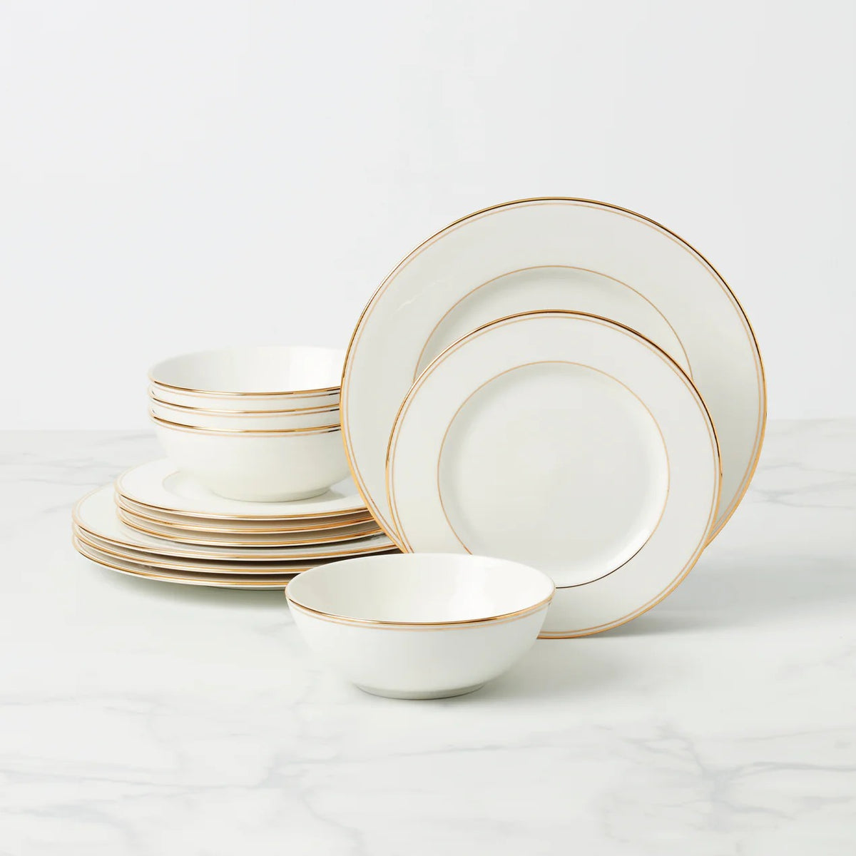 Federal Gold 12-Piece Dinnerware Set, Service For 4
