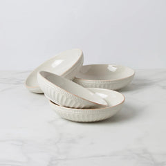 French Perle Groove Pasta Bowls, Set Of 4