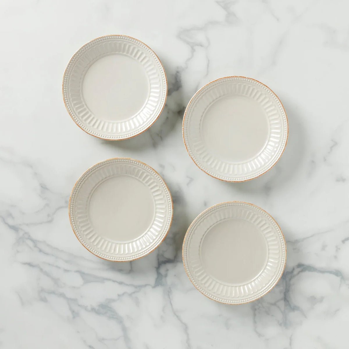 French Perle Groove Dessert Plates, Set Of 4
