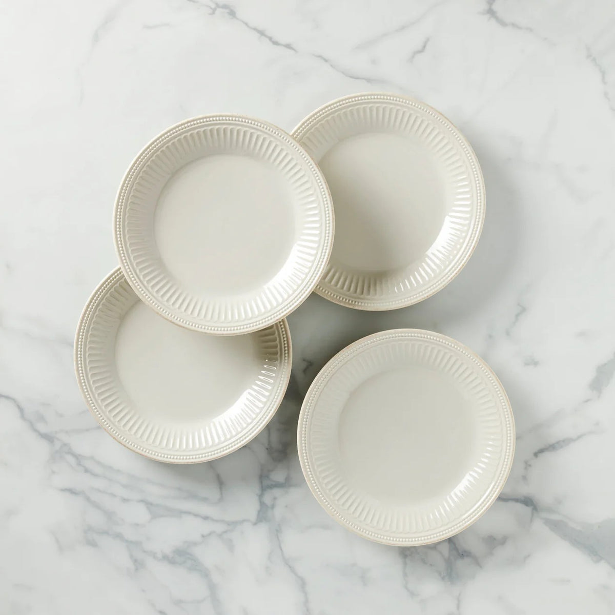 French Perle Groove Dinner Plates, Set Of 4