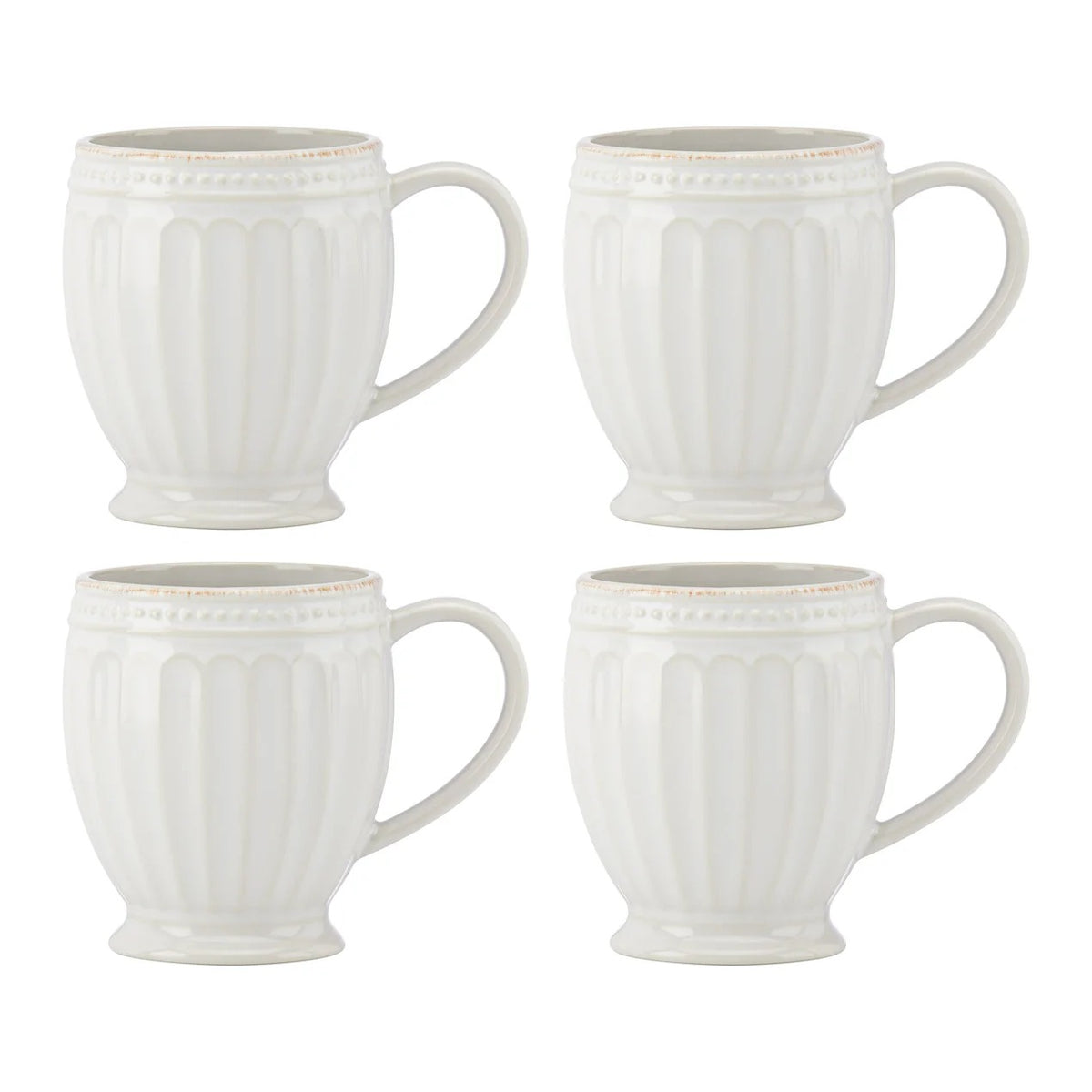 French Perle Groove Mugs, Set Of 4