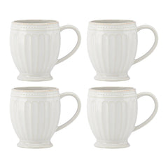 French Perle Groove Mugs, Set Of 4