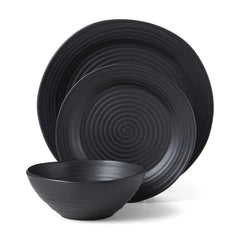 Ridge Black 12-Piece Dinnerware Set