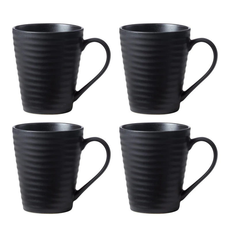 Ridge Black Mugs, Set of 4