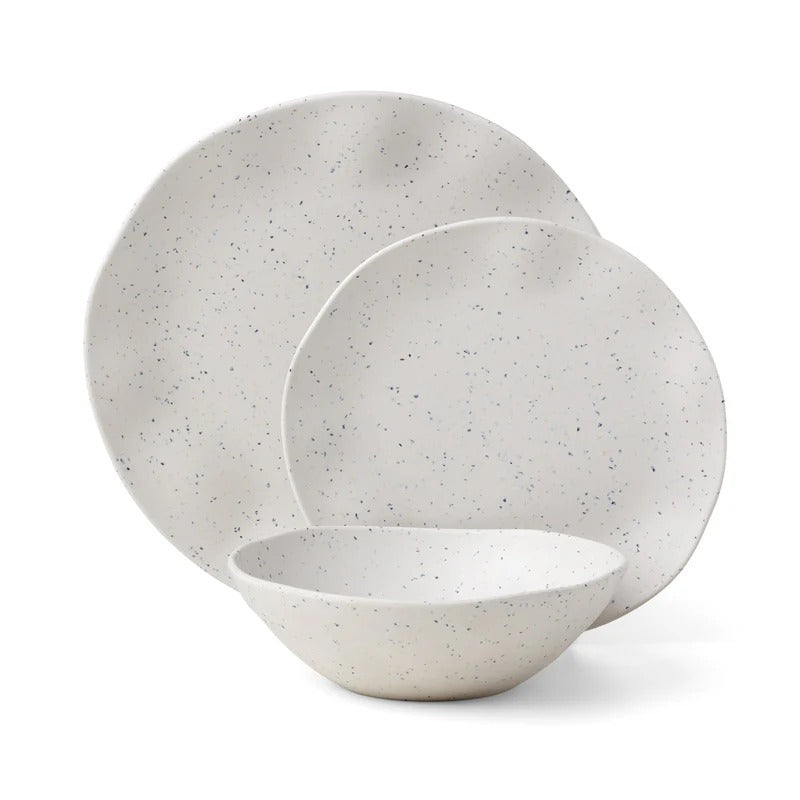 Terrazzo Melamine Cream 12-Piece Dinnerware Set